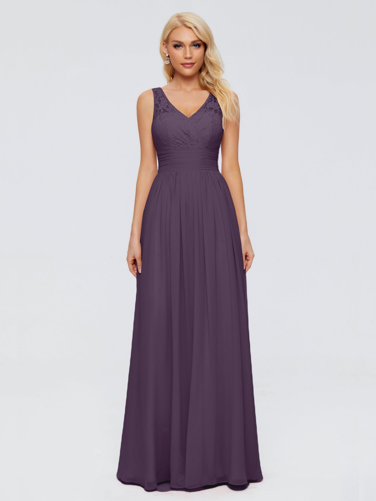 Valerie A-line V Neck Straps Chiffon Bridesmaid Dresses