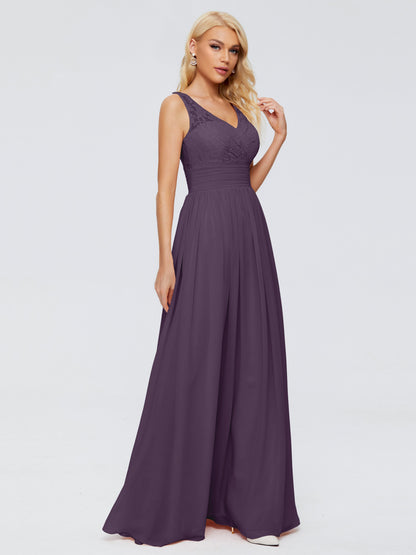 Valerie A-line V Neck Straps Chiffon Bridesmaid Dresses