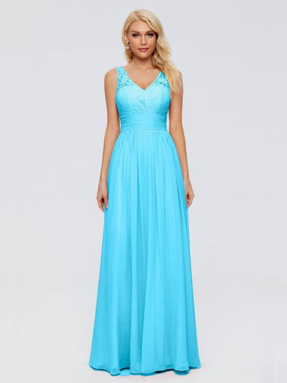 Valerie A-line V Neck Straps Chiffon Bridesmaid Dresses