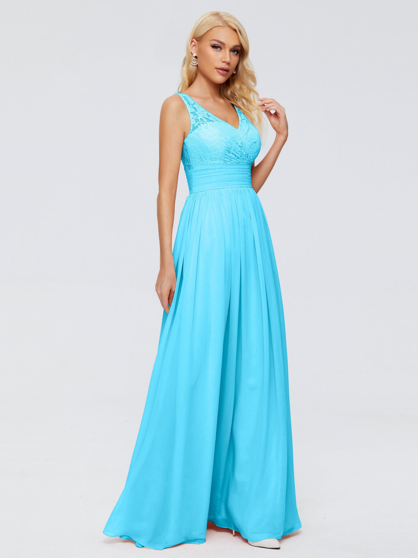 Valerie A-line V Neck Straps Chiffon Bridesmaid Dresses