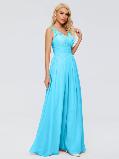 Valerie A-line V Neck Straps Chiffon Bridesmaid Dresses