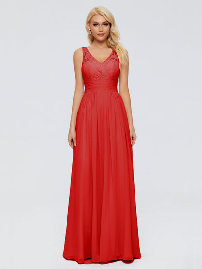 Valerie A-line V Neck Straps Chiffon Bridesmaid Dresses