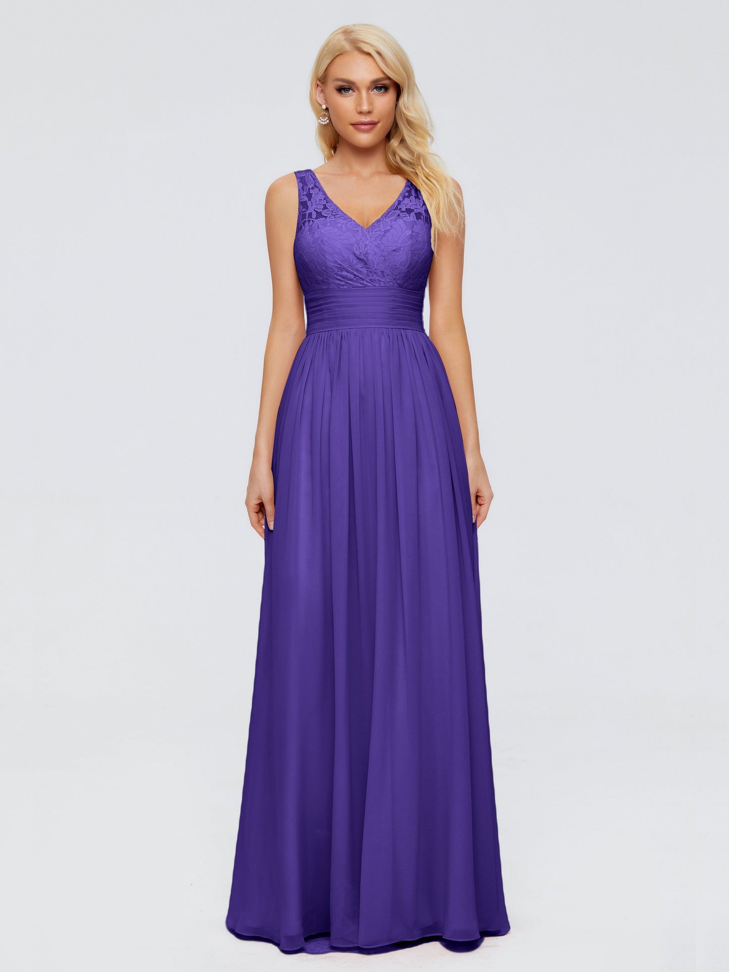 Valerie A-line V Neck Straps Chiffon Bridesmaid Dresses