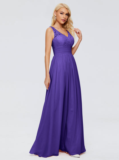 Valerie A-line V Neck Straps Chiffon Bridesmaid Dresses