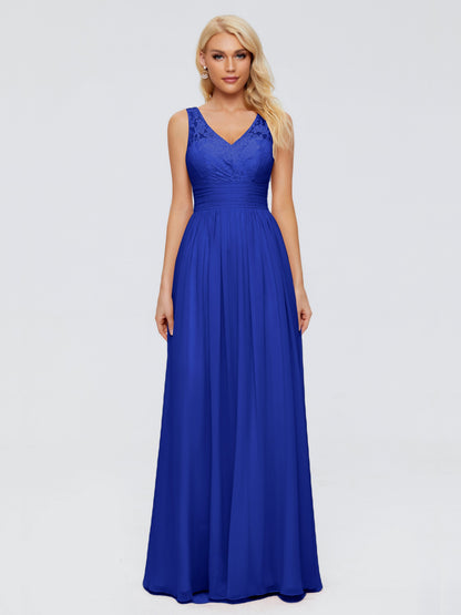 Valerie A-line V Neck Straps Chiffon Bridesmaid Dresses