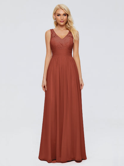 Valerie A-line V Neck Straps Chiffon Bridesmaid Dresses