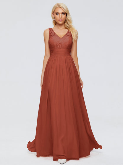 Valerie A-line V Neck Straps Chiffon Bridesmaid Dresses