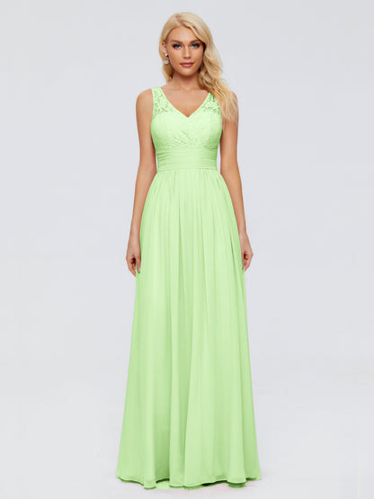 Valerie A-line V Neck Straps Chiffon Bridesmaid Dresses