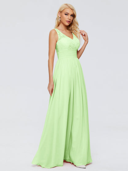 Valerie A-line V Neck Straps Chiffon Bridesmaid Dresses
