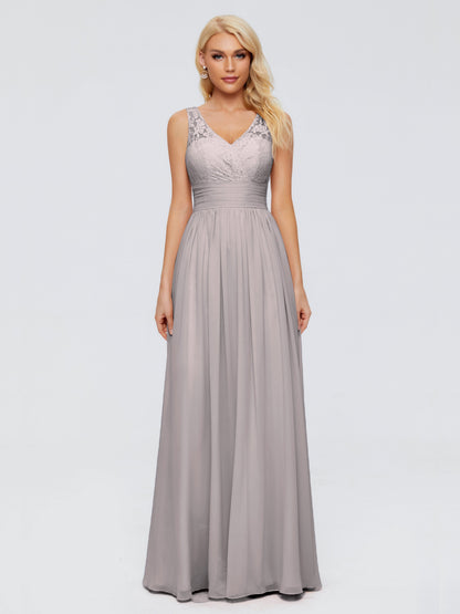 Valerie A-line V Neck Straps Chiffon Bridesmaid Dresses