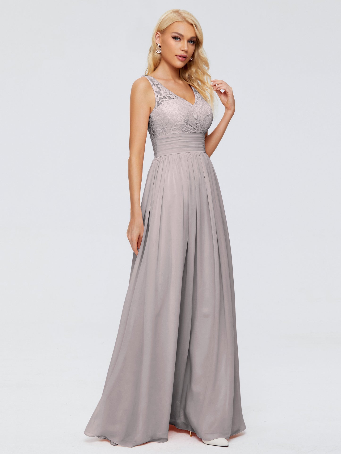 Valerie A-line V Neck Straps Chiffon Bridesmaid Dresses