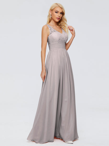 Valerie A-line V Neck Straps Chiffon Bridesmaid Dresses