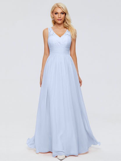 Valerie A-line V Neck Straps Chiffon Bridesmaid Dresses