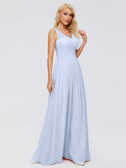 Valerie A-line V Neck Straps Chiffon Bridesmaid Dresses
