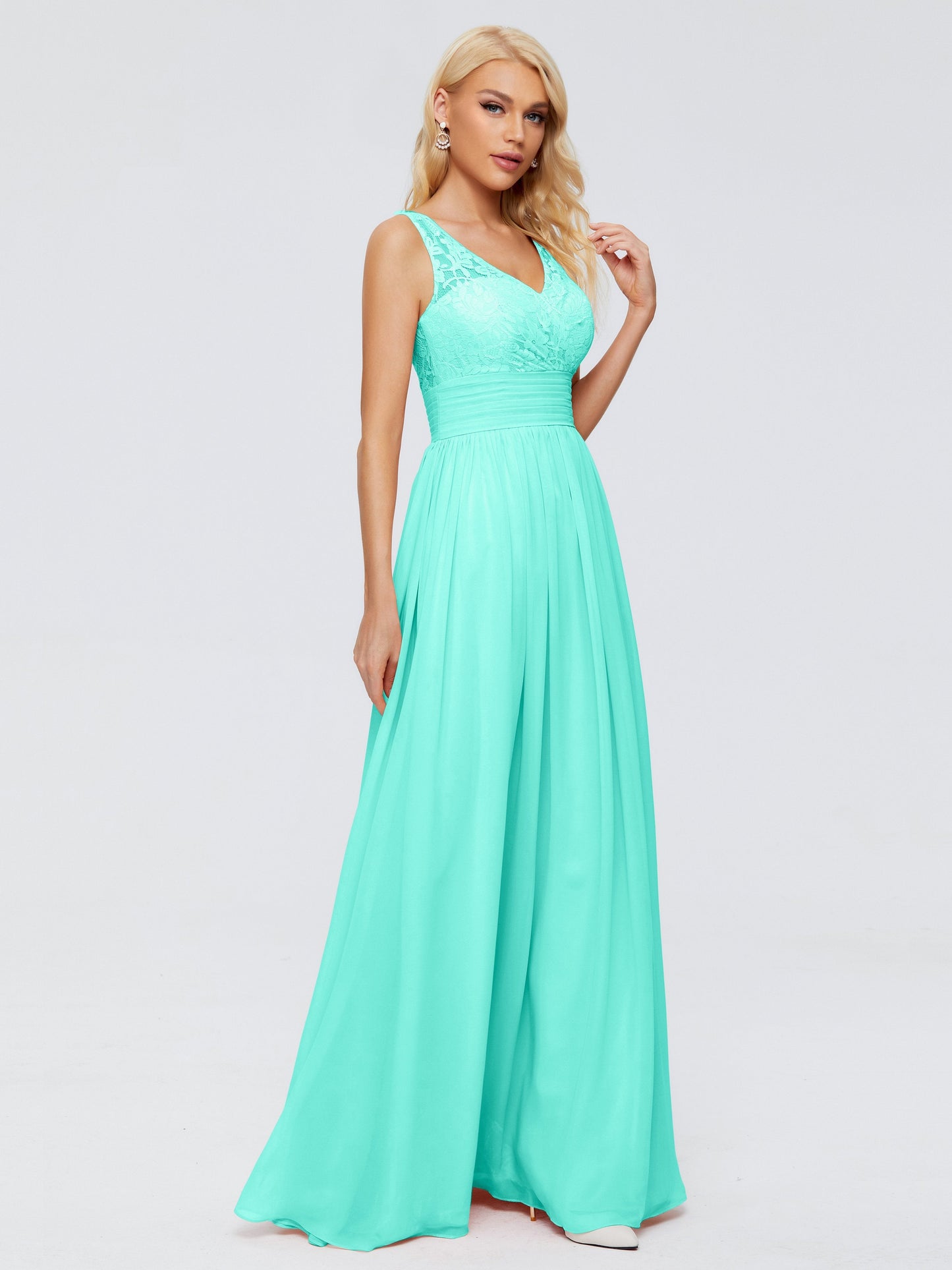 Valerie A-line V Neck Straps Chiffon Bridesmaid Dresses