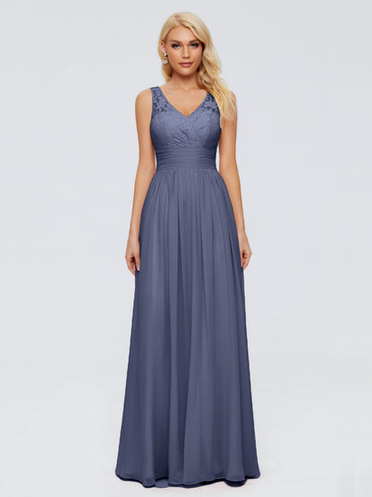 Valerie A-line V Neck Straps Chiffon Bridesmaid Dresses
