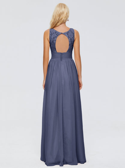 Valerie A-line V Neck Straps Chiffon Bridesmaid Dresses
