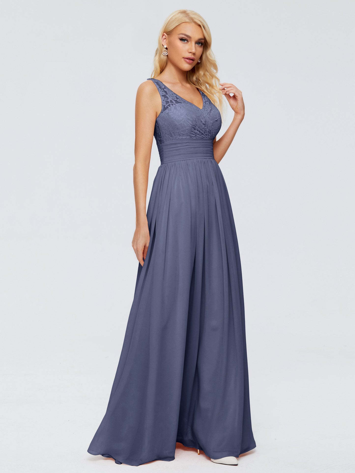 Valerie A-line V Neck Straps Chiffon Bridesmaid Dresses
