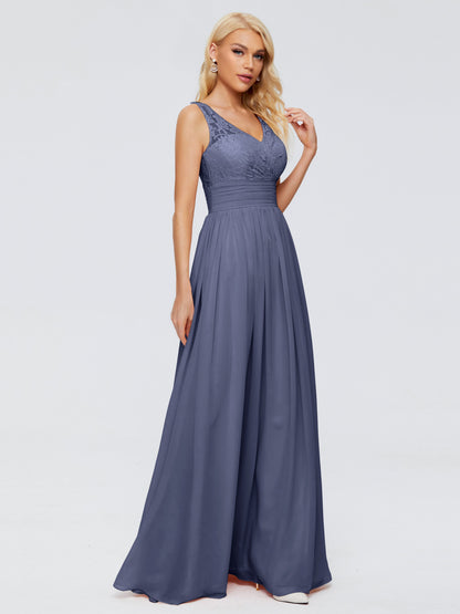 Valerie A-line V Neck Straps Chiffon Bridesmaid Dresses