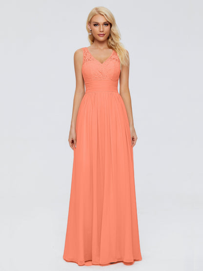 Valerie A-line V Neck Straps Chiffon Bridesmaid Dresses