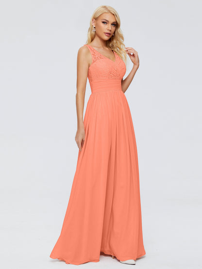 Valerie A-line V Neck Straps Chiffon Bridesmaid Dresses