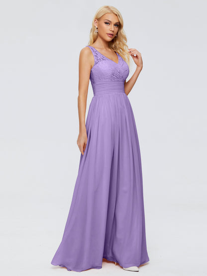 Valerie A-line V Neck Straps Chiffon Bridesmaid Dresses