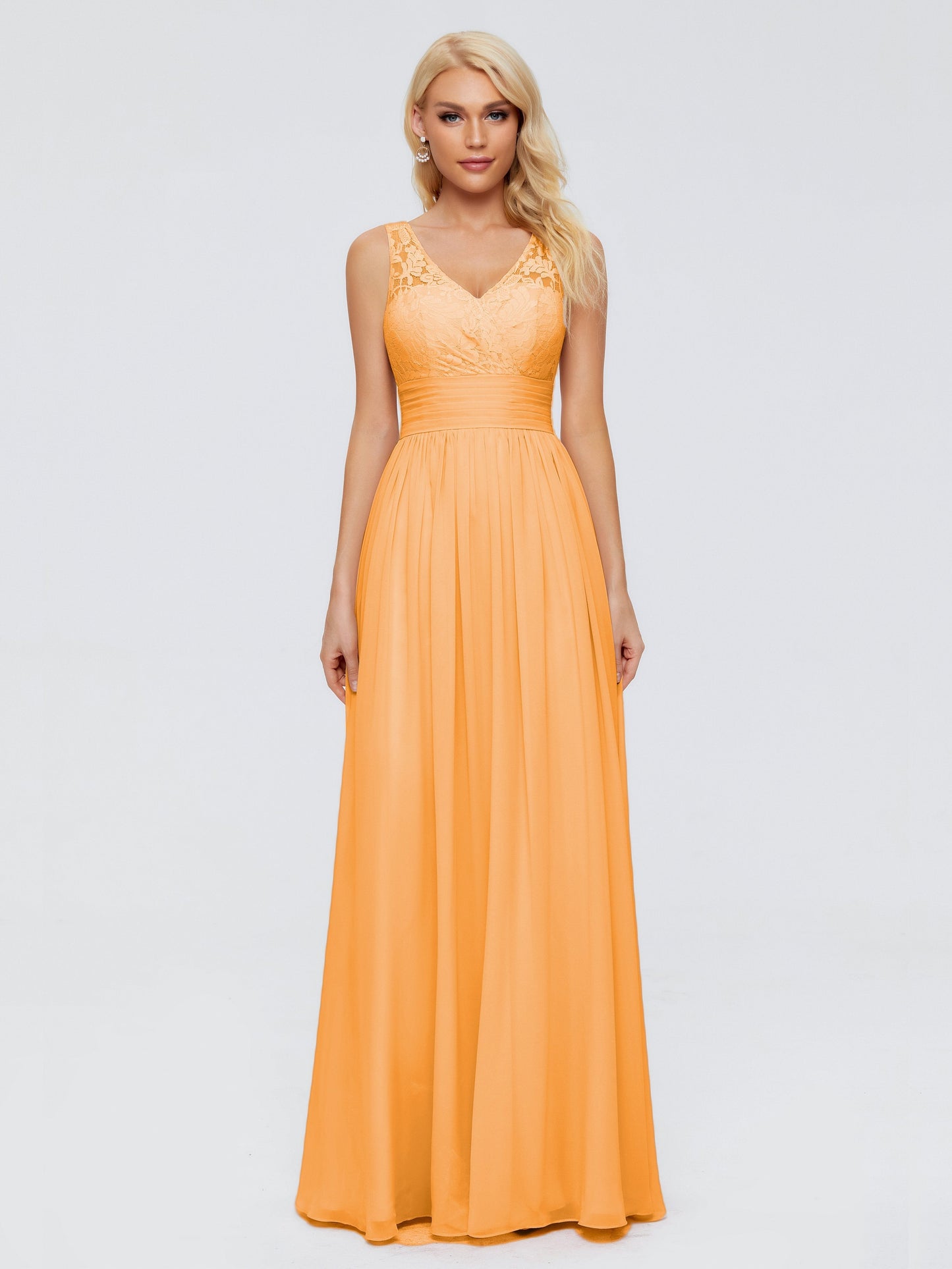 Valerie A-line V Neck Straps Chiffon Bridesmaid Dresses