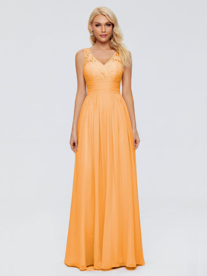 Valerie A-line V Neck Straps Chiffon Bridesmaid Dresses