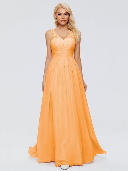 Valerie A-line V Neck Straps Chiffon Bridesmaid Dresses