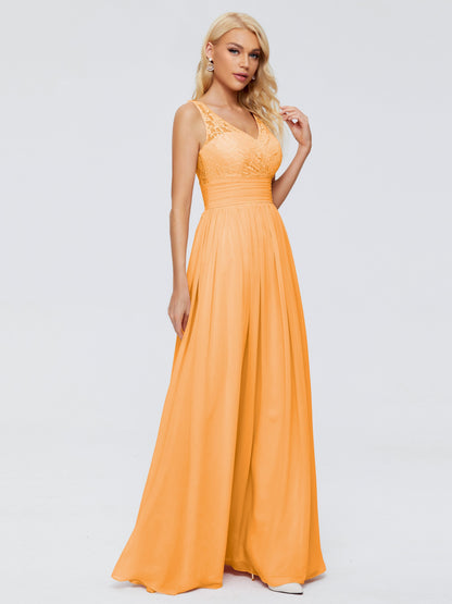 Valerie A-line V Neck Straps Chiffon Bridesmaid Dresses