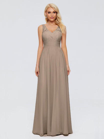 Valerie A-line V Neck Straps Chiffon Bridesmaid Dresses