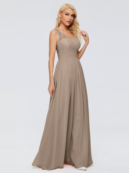 Valerie A-line V Neck Straps Chiffon Bridesmaid Dresses