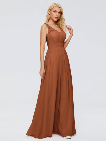 Valerie A-line V Neck Straps Chiffon Bridesmaid Dresses