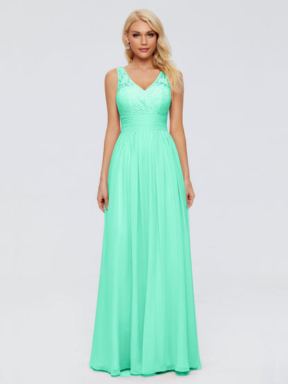 Valerie A-line V Neck Straps Chiffon Bridesmaid Dresses