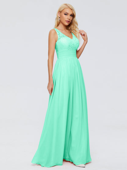 Valerie A-line V Neck Straps Chiffon Bridesmaid Dresses