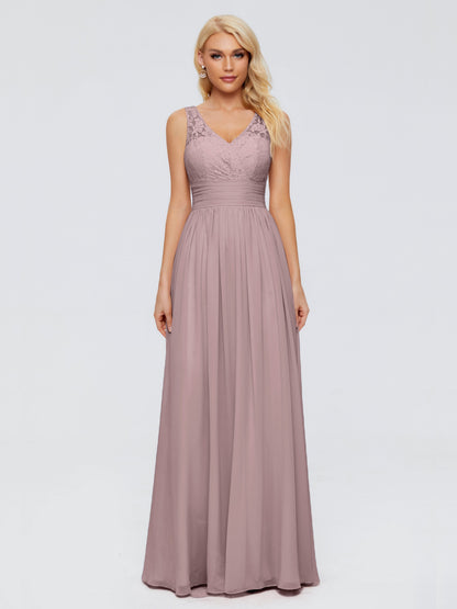 Valerie A-line V Neck Straps Chiffon Bridesmaid Dresses