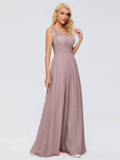 Valerie A-line V Neck Straps Chiffon Bridesmaid Dresses