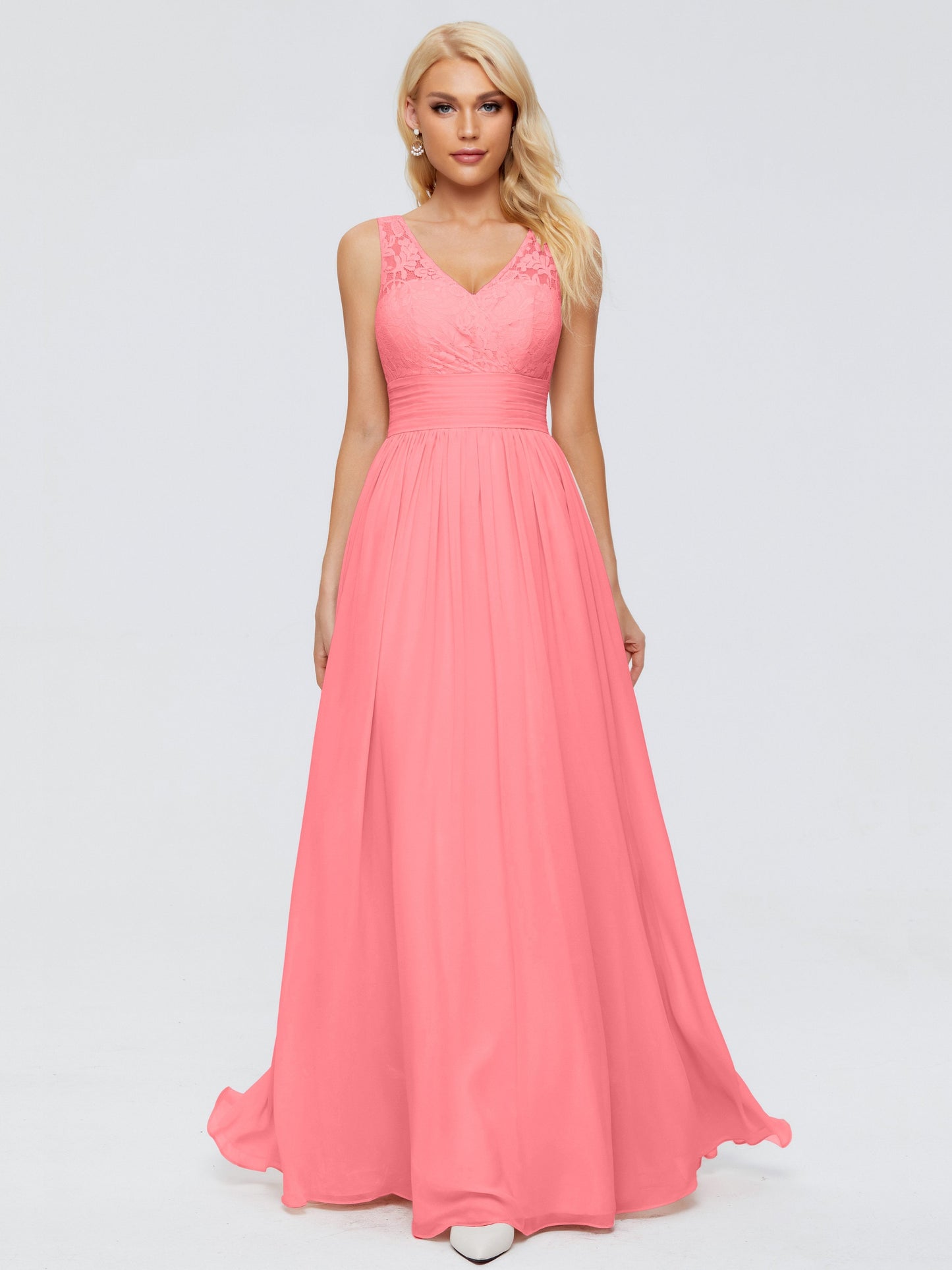 Valerie A-line V Neck Straps Chiffon Bridesmaid Dresses