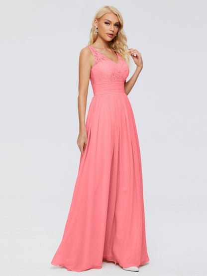 Valerie A-line V Neck Straps Chiffon Bridesmaid Dresses