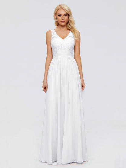 Valerie A-line V Neck Straps Chiffon Bridesmaid Dresses