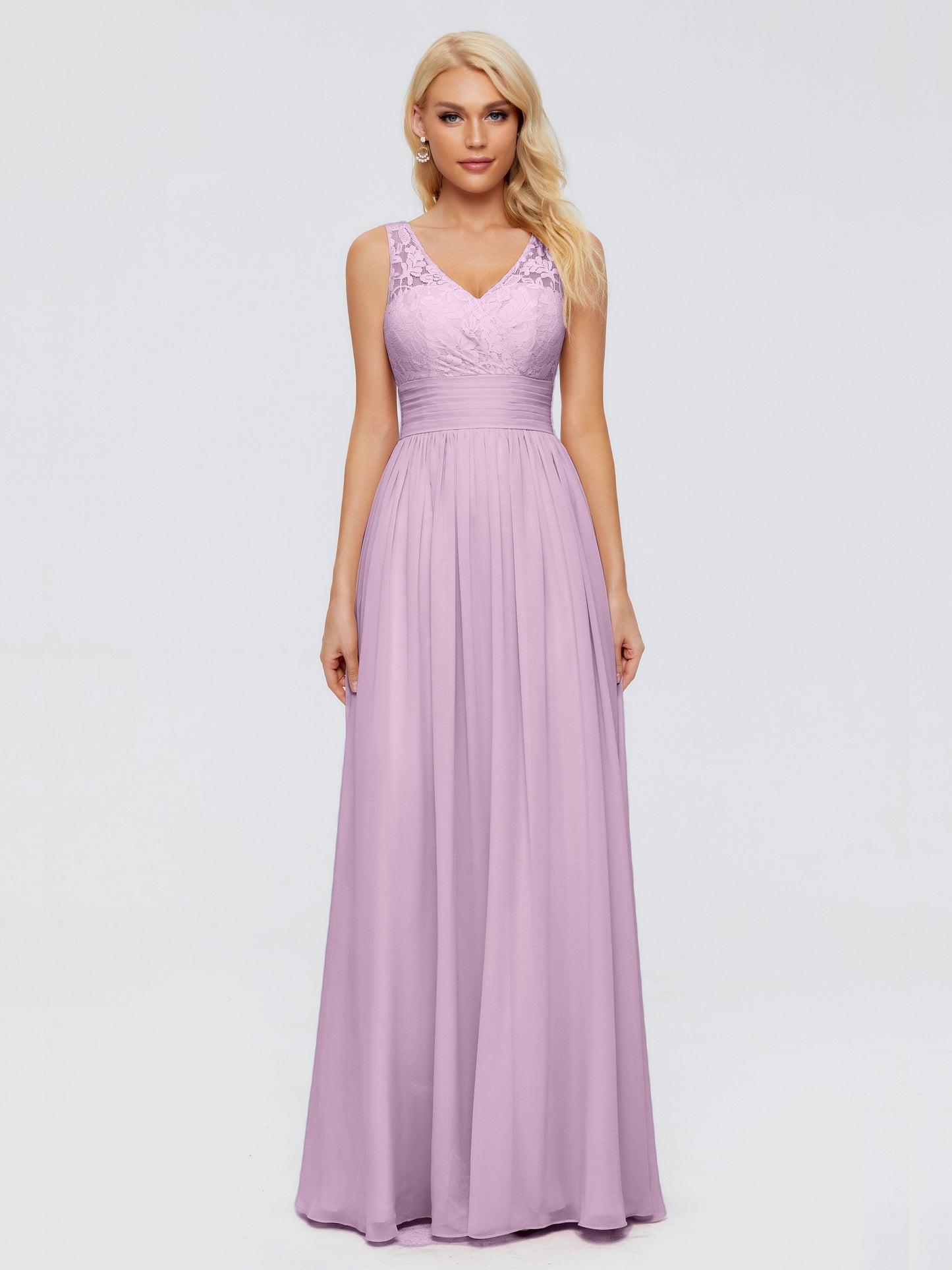 Valerie A-line V Neck Straps Chiffon Bridesmaid Dresses