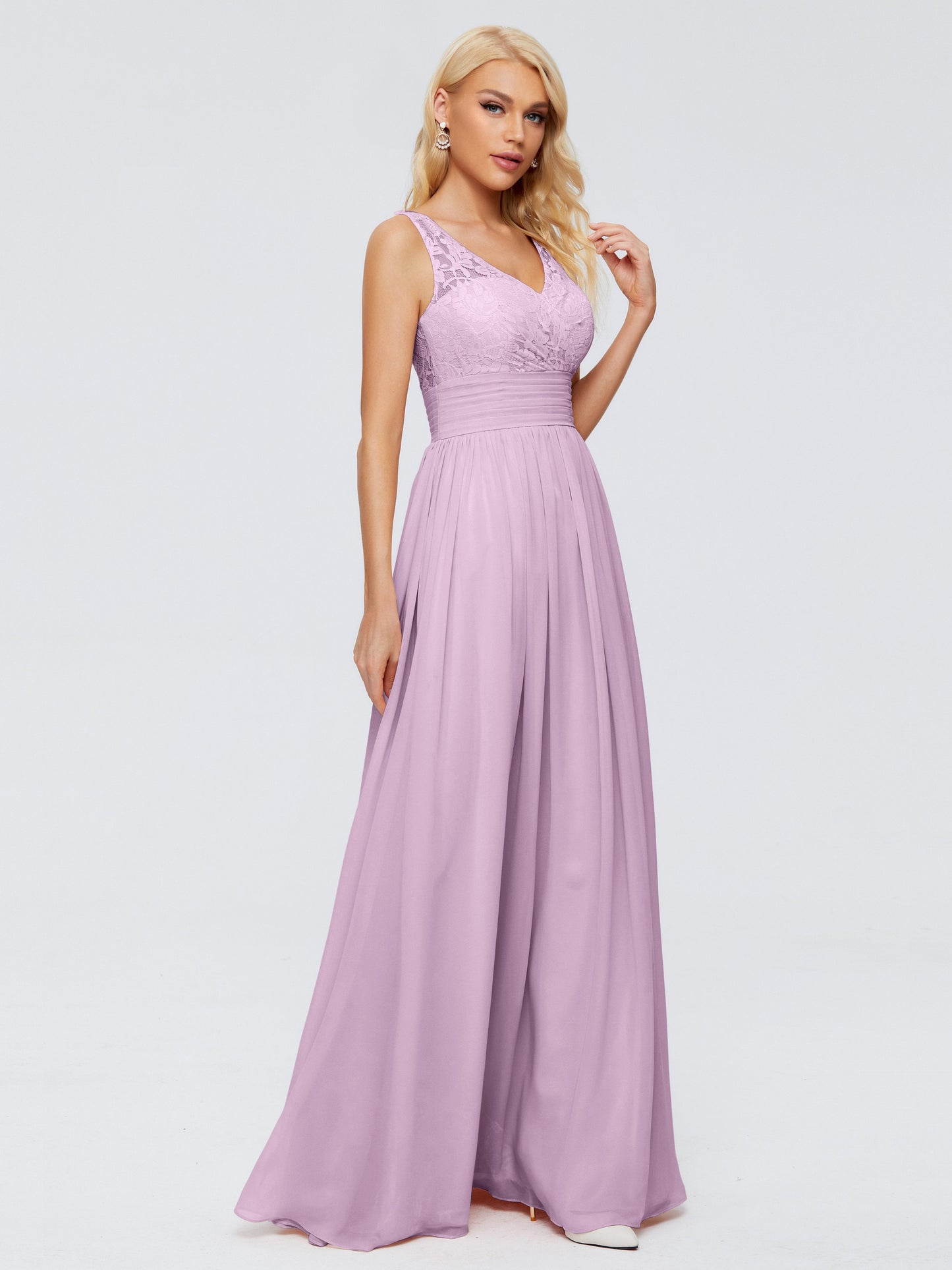 Valerie A-line V Neck Straps Chiffon Bridesmaid Dresses