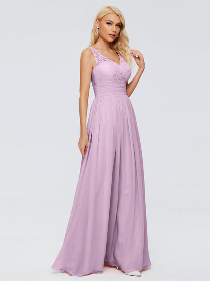 Valerie A-line V Neck Straps Chiffon Bridesmaid Dresses