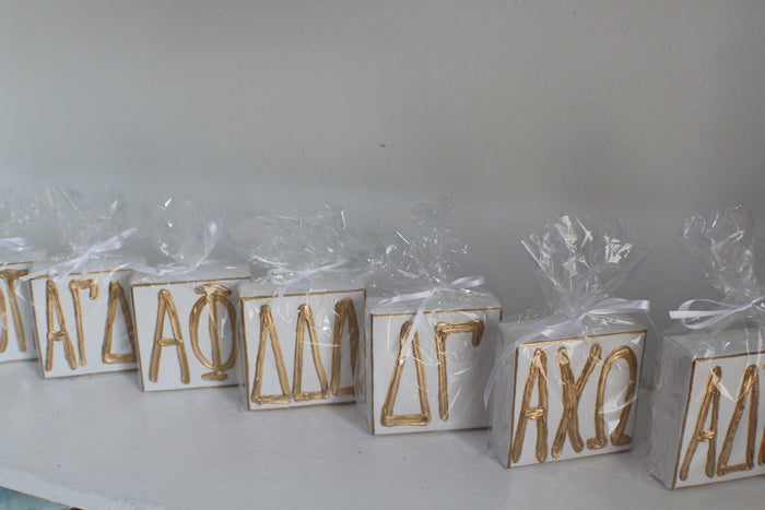 Delta Gamma White and Gold Canvas