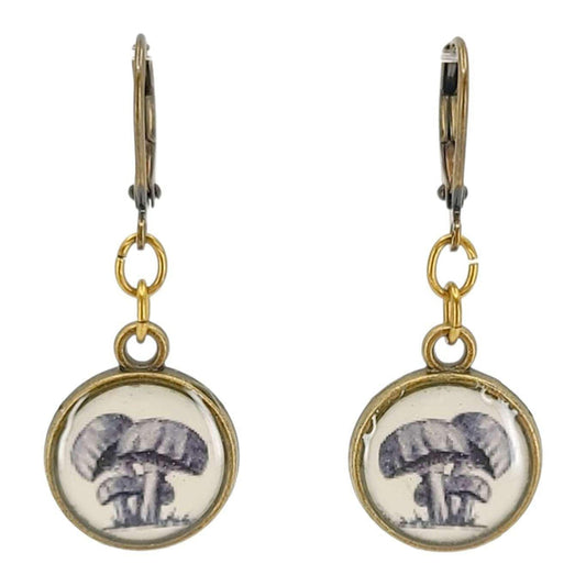 Earrings - Mushroom Resin Dangles (Antiqued Brass) by Christine Stoll | Altered Relics
