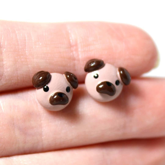 Earrings - Pug Studs by Mariposa Miniatures