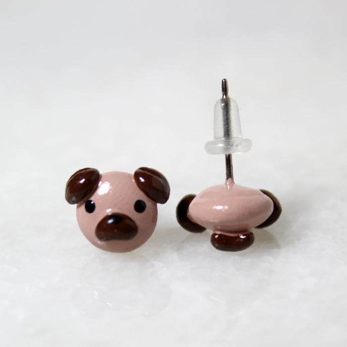 Earrings - Pug Studs by Mariposa Miniatures