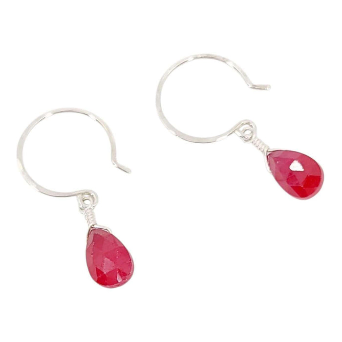 Earrings - Sterling Gemstone Drops (Ruby) by Foamy Wader