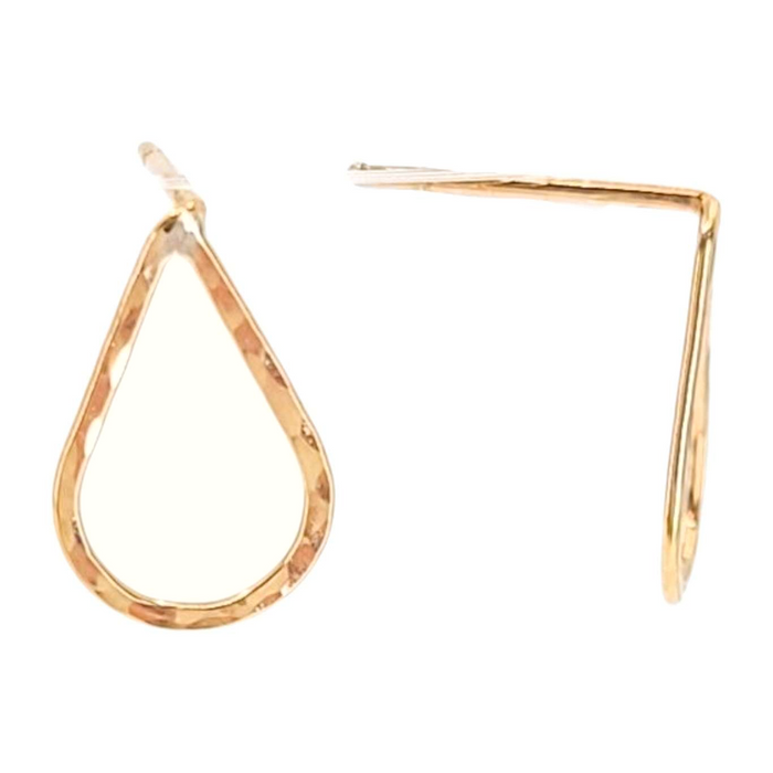Earrings - Tiny Teardrop Stud (Gold or Silver) by Foamy Wader
