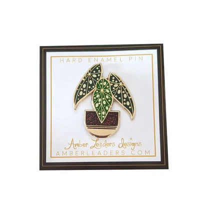 Enamel Pin - Black Polka Dot Begonia by Amber Leaders Designs